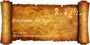 Kaufman Ákos névjegykártya